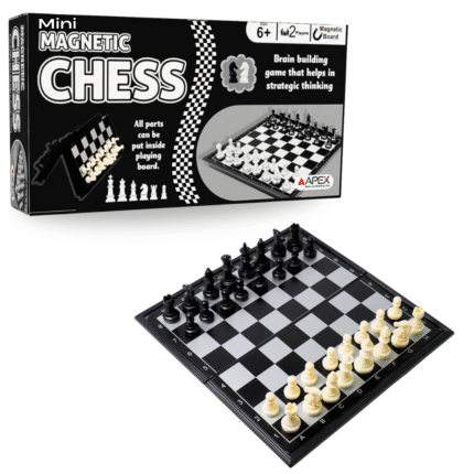 Mini Magnetic Chess Board Game for Kids & Adults | Portable Travel Chess Set with Strong Magnets | Foldable Plastic Board