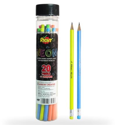 Right 20 HB Polymer Pencils in Jar – Extra Dark Super Lead Pencils with Sharpener – Multicolor Pencil Set for Kids & Students
