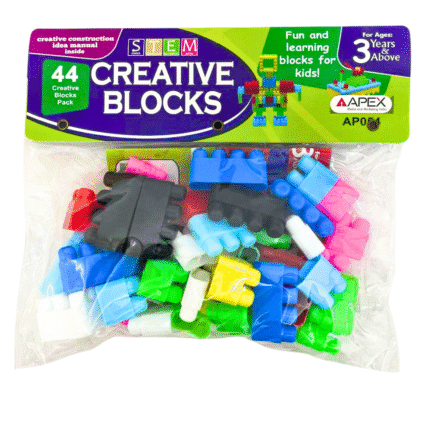 STEM Creative Blocks for Kids | 44 Interlocking Building Bricks with Idea Manual | Educational Construction Toy for Age 3+