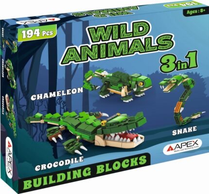 Wild Animals Crocodile Building Blocks | 194-Piece DIY Construction Toy Set for Kids | Animal Model STEM Toy for Age 8+