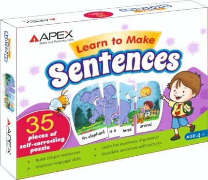 Learn to Make Sentences Puzzle Game for Kids – Educational Word Building Game | 30+ Self-Correcting Pieces | Apex | Age 4+