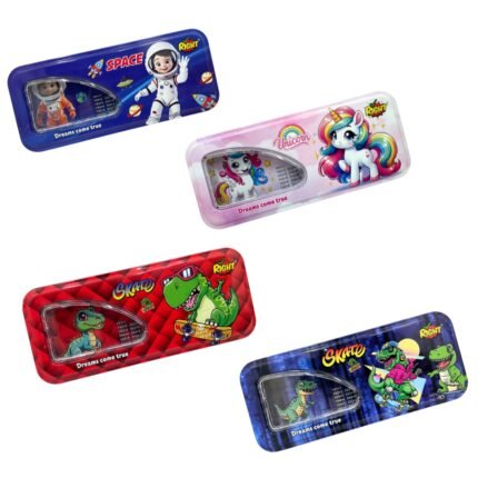 Premium Kids Geometry Box with Inbuilt Multiplication Table - Fun Designs (Space, Unicorn, Dinosaur)"