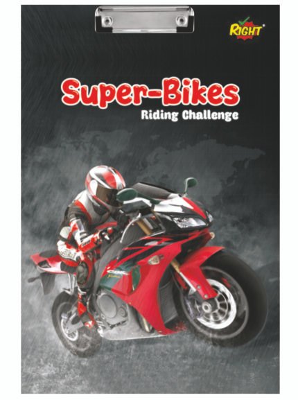 Super-Bikes Riding Challenge Kids Clipboard Writing Board with Racing Motorcycle Design Durable Study Pad Holder for School Homework Drawing and Office Use