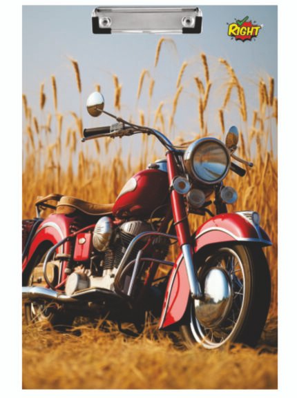 Vintage Red Motorcycle Kids Clipboard Writing Board with Classic Bike Design – Durable Study Pad Holder for School, Office, Drawing and Homework Use