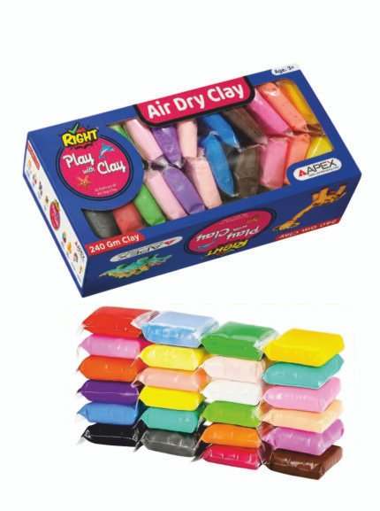 Right Play with Clay Air Dry Clay Set 12 Assorted Colours 240g Soft & Lightweight Modelling Clay for Kids (Age 3+) | DIY Art & Craft Sculpting Kit