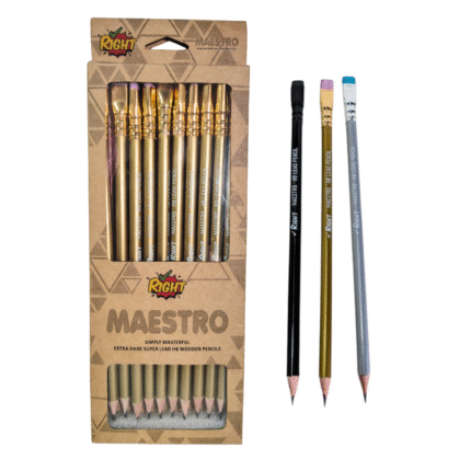 RIGHT Maestro HB Wooden Pencils Pack – Extra Dark Super Lead, Premium Break-Resistant School & Office Writing Pencils Set