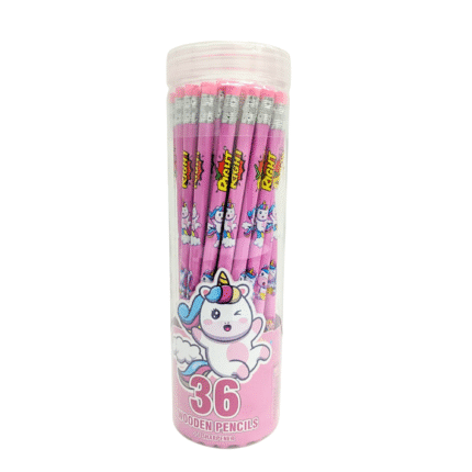RIGHT Unicorn Wooden Pencils Pack of 36 with Sharpener – HB Extra Dark Lead, Cute Pink School Writing Pencils Jar for Kids & Girls