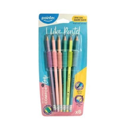 Right Pastel Wooden Pencils with Comfort Grip – Pack of 6 | Soft Writing | Break-Resistant Lead | School & Office Use