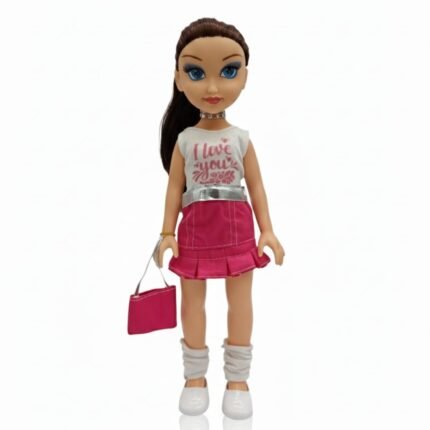 Fashion Doll for Girls 14 Inch | Long Hair Doll with Pink Dress & Handbag | Pretend Play Toy for Kids Age 3+ | Gift Doll Set for Birthday & Playtime